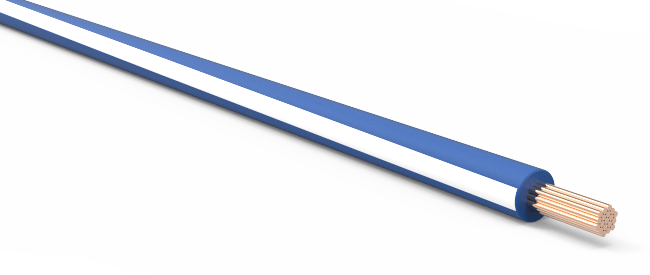 18ga Automotive TXL Wire - DARK BLUE w/ WHITE Stripe - EFI Connection, LLC