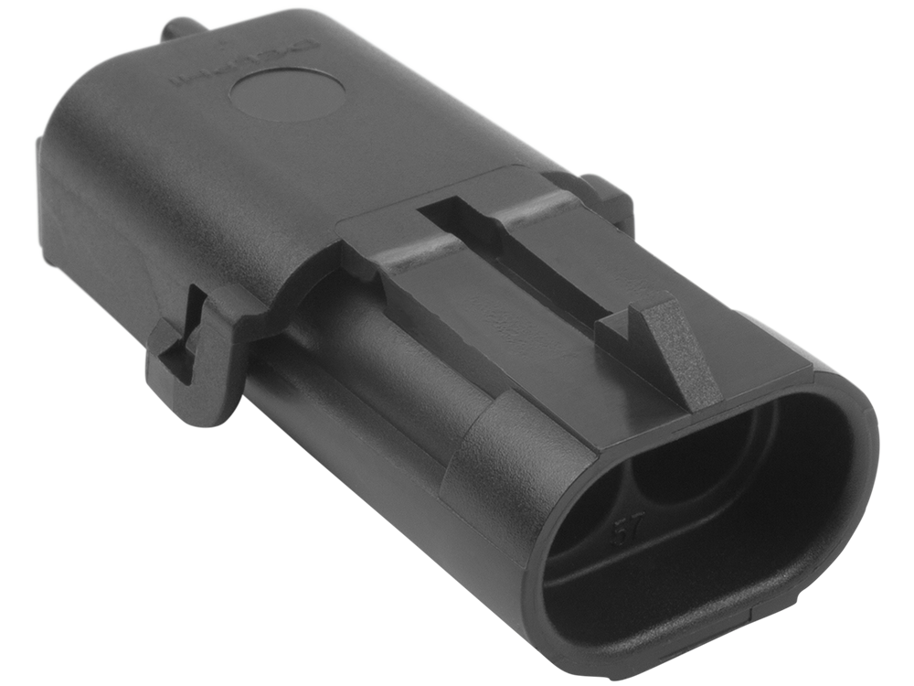 Aptiv (Delphi) 2 Way Black Weather Pack Shroud Sealed Male Connector