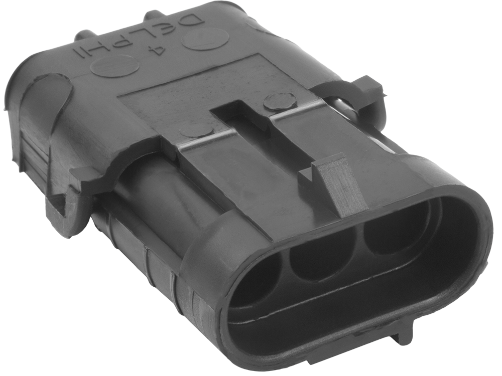 Aptiv (Delphi) 3 Way Black Weather Pack Shroud Sealed Male Connector