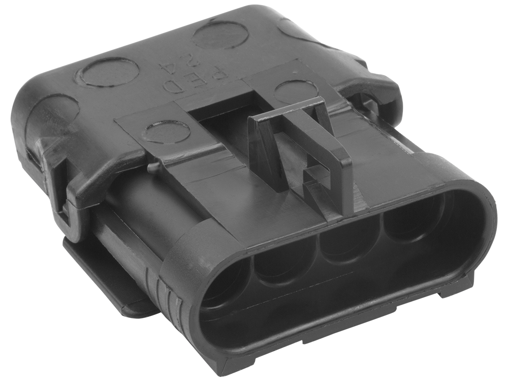 Aptiv (Delphi) 4 Way Black Weather Pack Shroud Sealed Male Connector