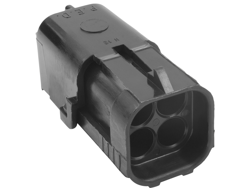 Aptiv (Delphi) 4 Way Black Weather Pack Shroud Sealed Male Connector