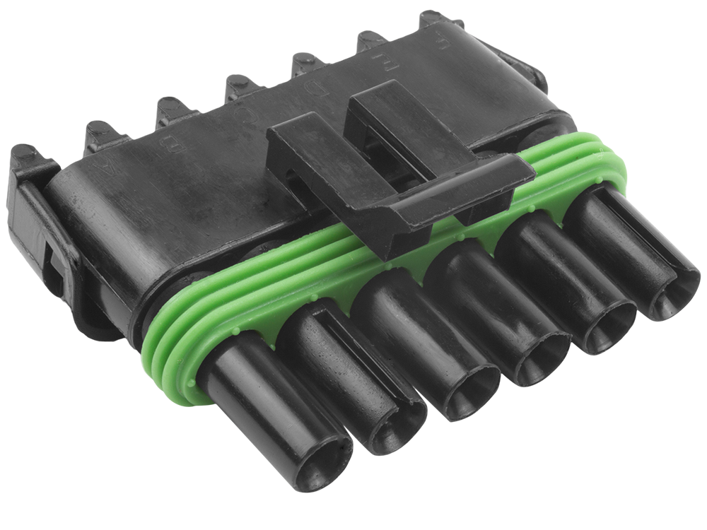 Aptiv (Delphi) 6 Way Black Weather Pack Tower Sealed Female Connector