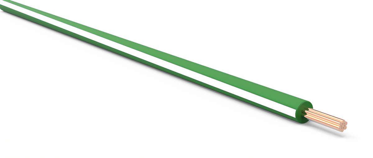 22ga Automotive TXL Wire - DARK GREEN w/ WHITE Stripe
