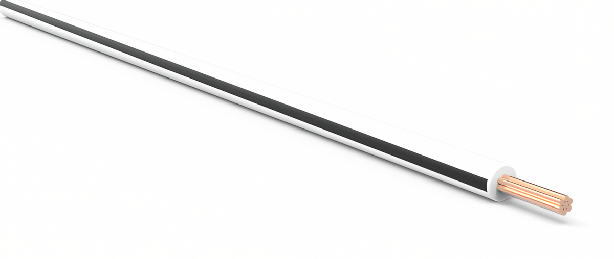 22ga Automotive TXL Wire - WHITE w/ BLACK Stripe