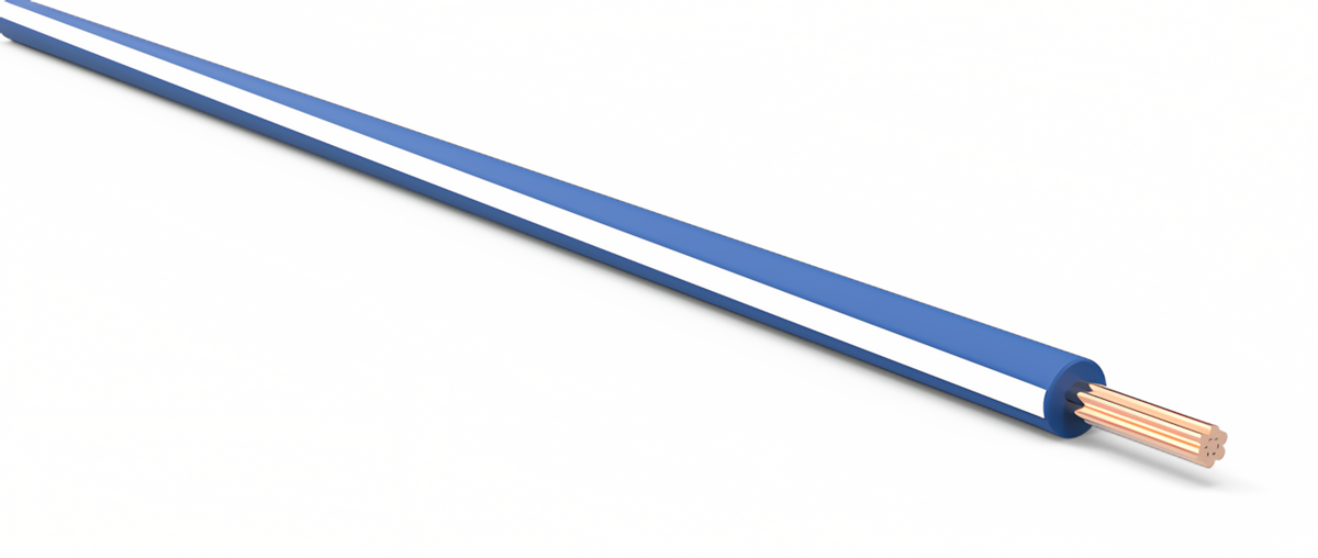 22ga Automotive TXL Wire - DARK BLUE w/ WHITE Stripe