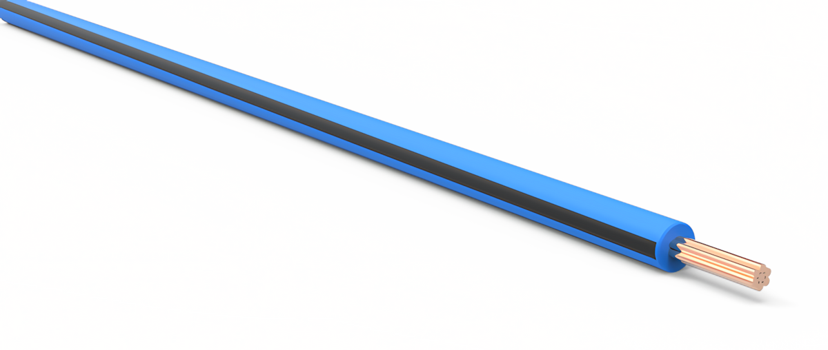22ga Automotive TXL Wire - LIGHT BLUE w/ BLACK Stripe