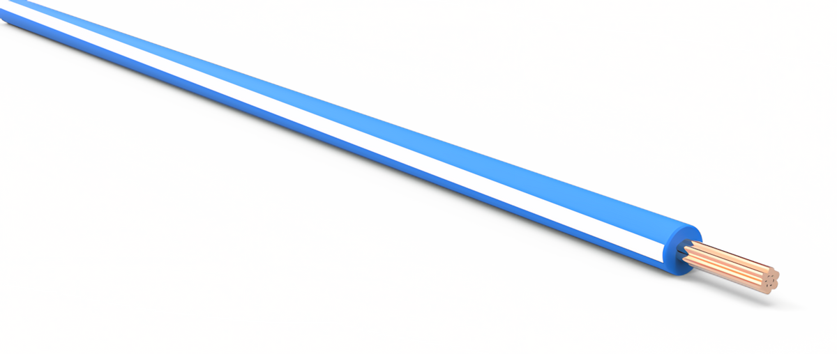 22ga Automotive TXL Wire - LIGHT BLUE w/ WHITE Stripe