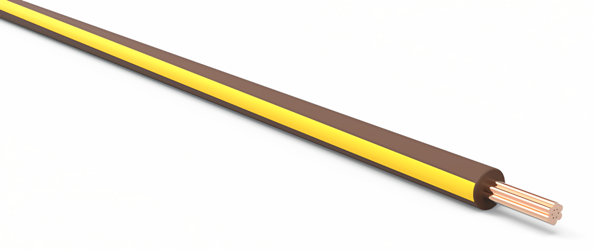 20ga Automotive TXL Wire - BROWN w/ YELLOW Stripe