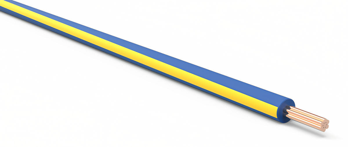 20ga Automotive TXL Wire - DARK BLUE w/ YELLOW Stripe