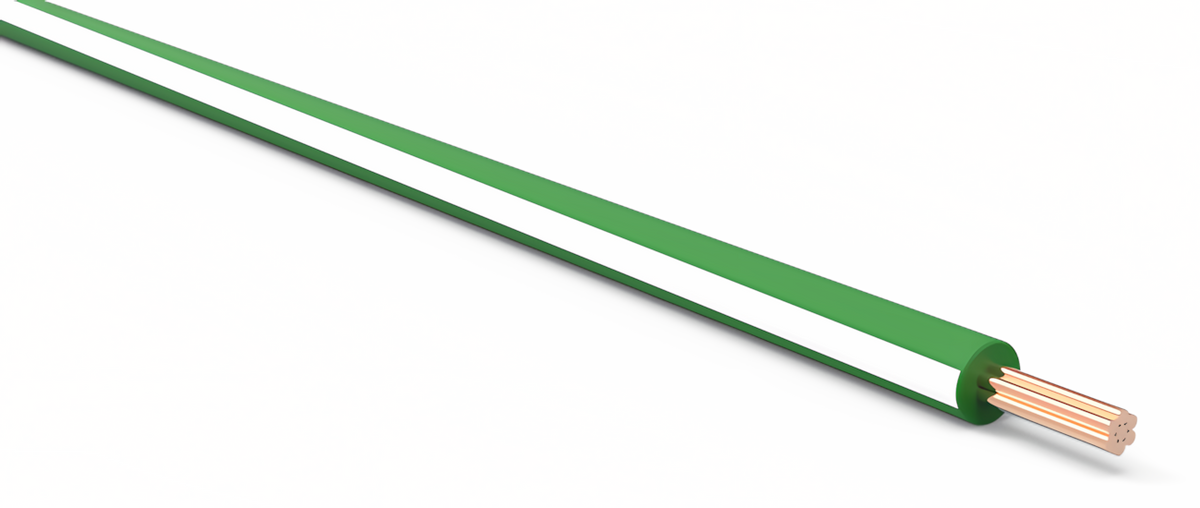 20ga Automotive TXL Wire - DARK GREEN w/ WHITE Stripe