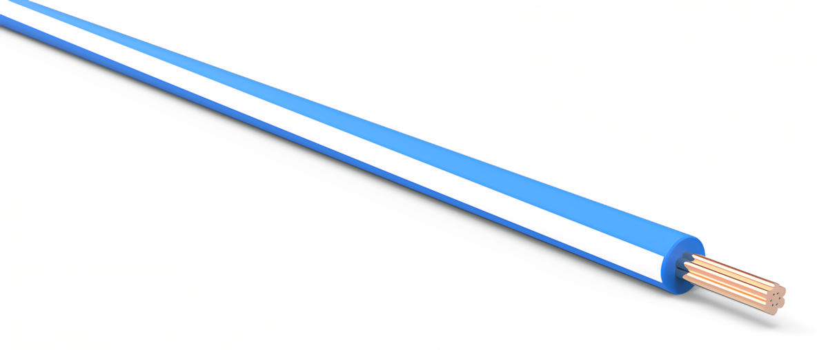 20ga Automotive TXL Wire - LIGHT BLUE w/ WHITE Stripe