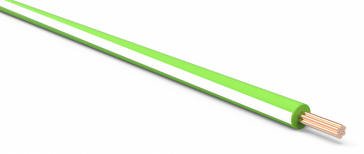 20ga Automotive TXL Wire - LIGHT GREEN w/ WHITE Stripe