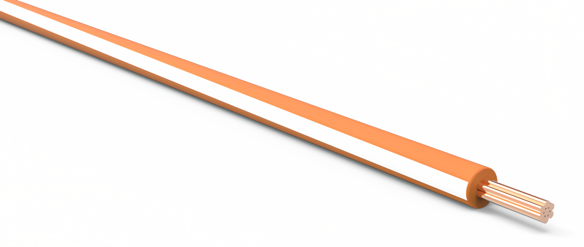 20ga Automotive TXL Wire - ORANGE w/ WHITE Stripe
