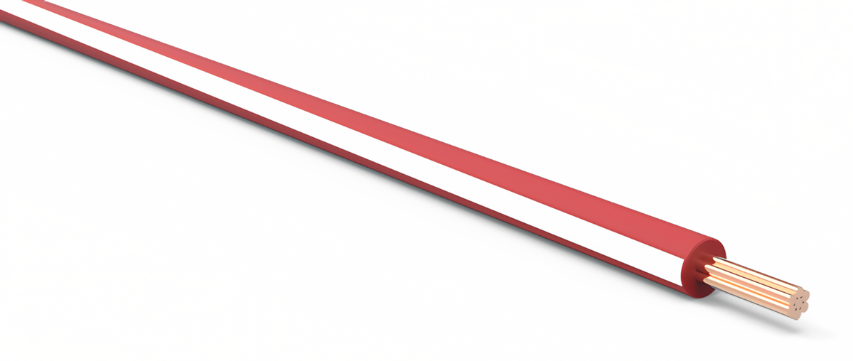 20ga Automotive TXL Wire - RED w/ WHITE Stripe