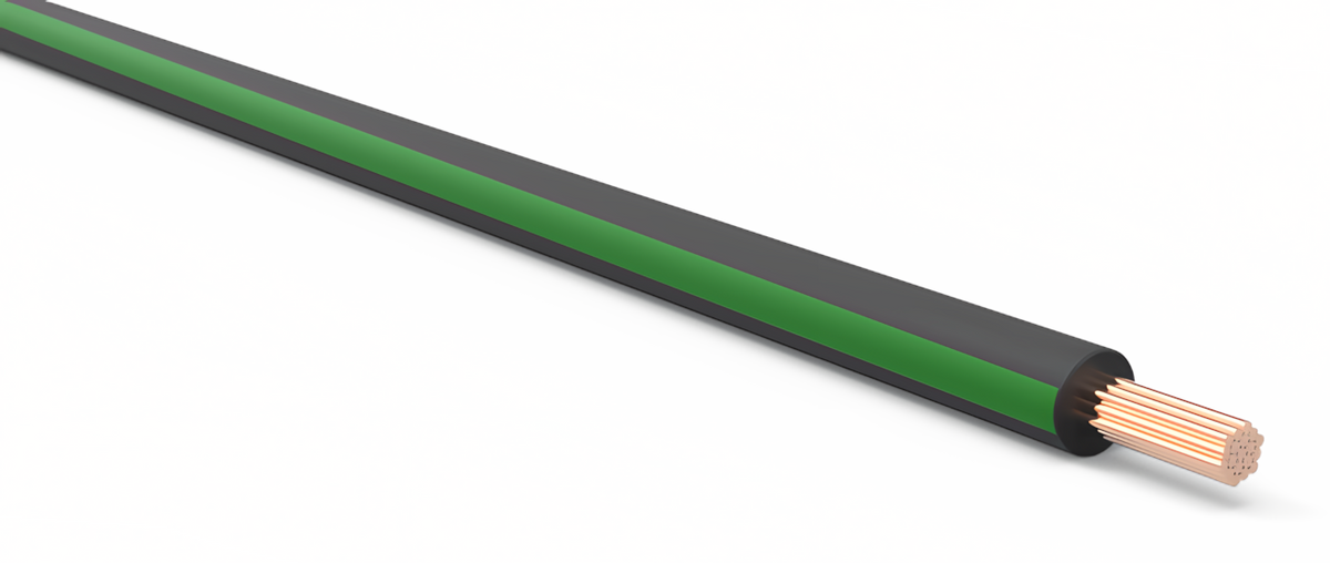 18ga Automotive TXL Wire - BLACK w/ GREEN Stripe