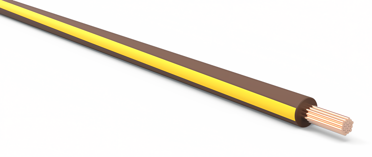 18ga Automotive TXL Wire - BROWN w/ YELLOW Stripe