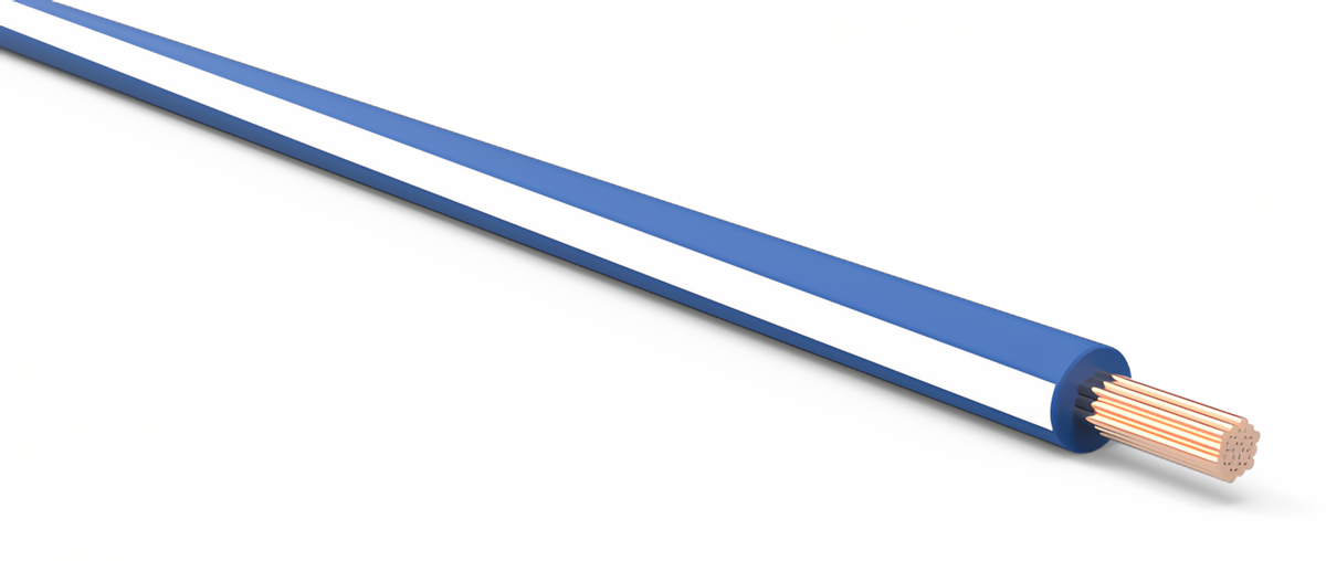18ga Automotive TXL Wire - DARK BLUE w/ WHITE Stripe