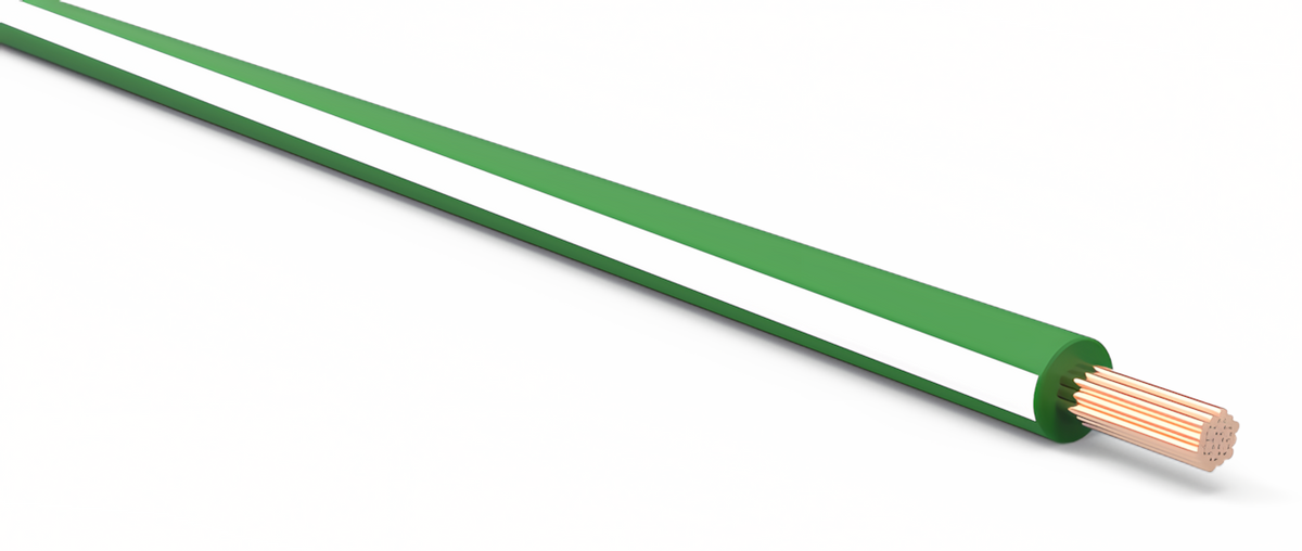 18ga Automotive TXL Wire - DARK GREEN w/ WHITE Stripe
