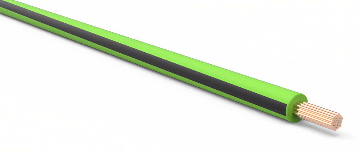 18ga Automotive TXL Wire - LIGHT GREEN w/ BLACK Stripe