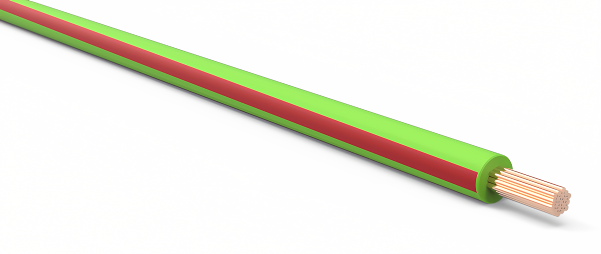 18ga Automotive TXL Wire - LIGHT GREEN w/ RED Stripe
