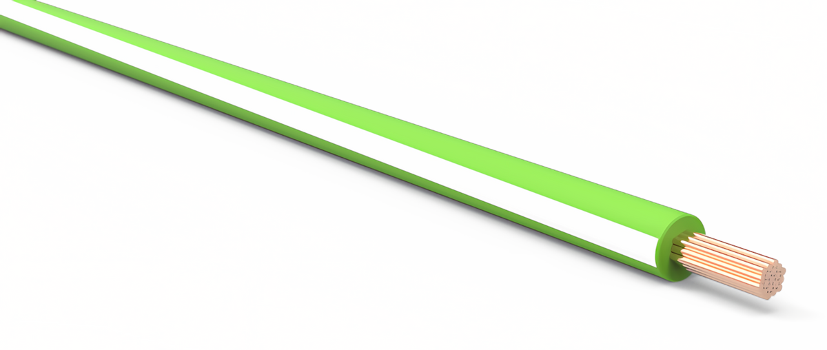 18ga Automotive TXL Wire - LIGHT GREEN w/ WHITE Stripe