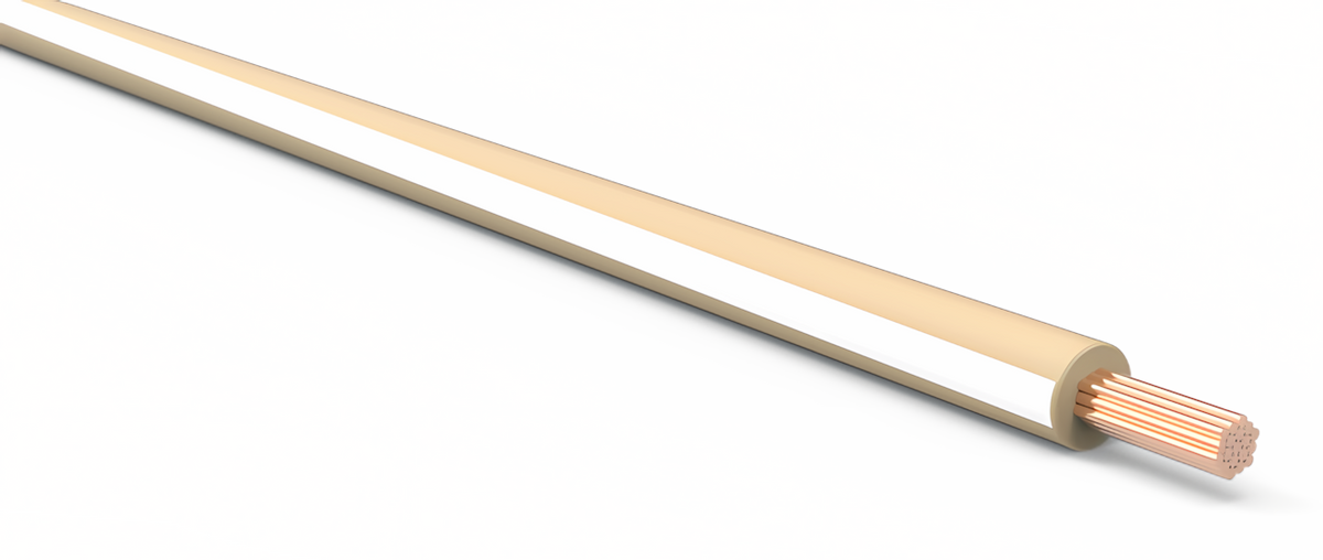 18ga Automotive TXL Wire - TAN w/ WHITE Stripe