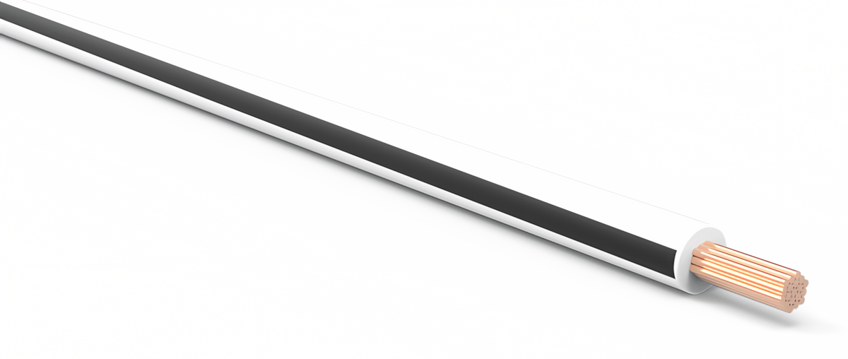 18ga Automotive TXL Wire - WHITE w/ BLACK Stripe