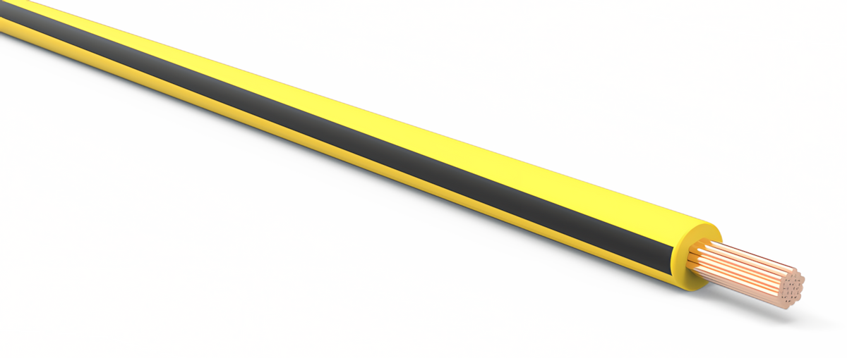 18ga Automotive TXL Wire - YELLOW w/ BLACK Stripe