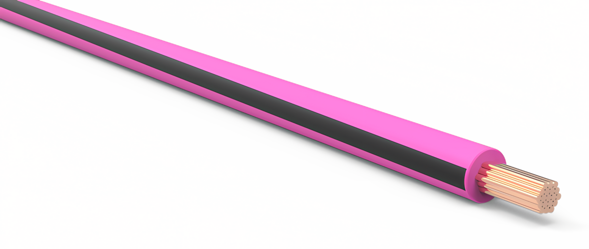 16ga Automotive TXL Wire - PINK w/ BLACK Stripe
