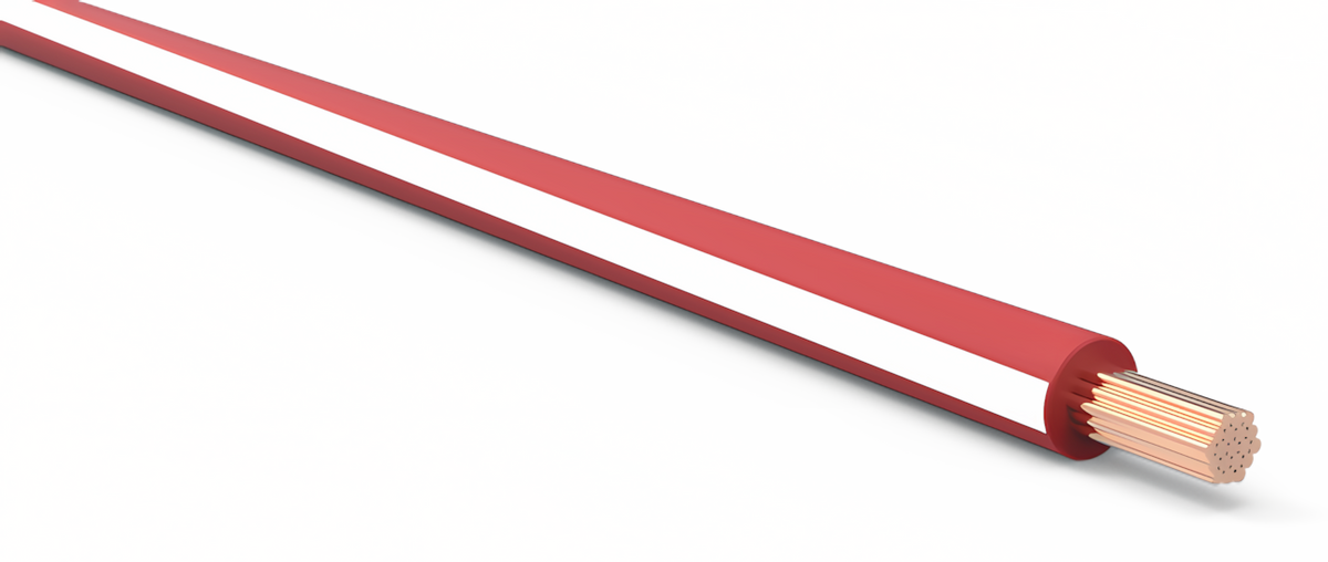 16ga Automotive TXL Wire - RED w/ WHITE Stripe