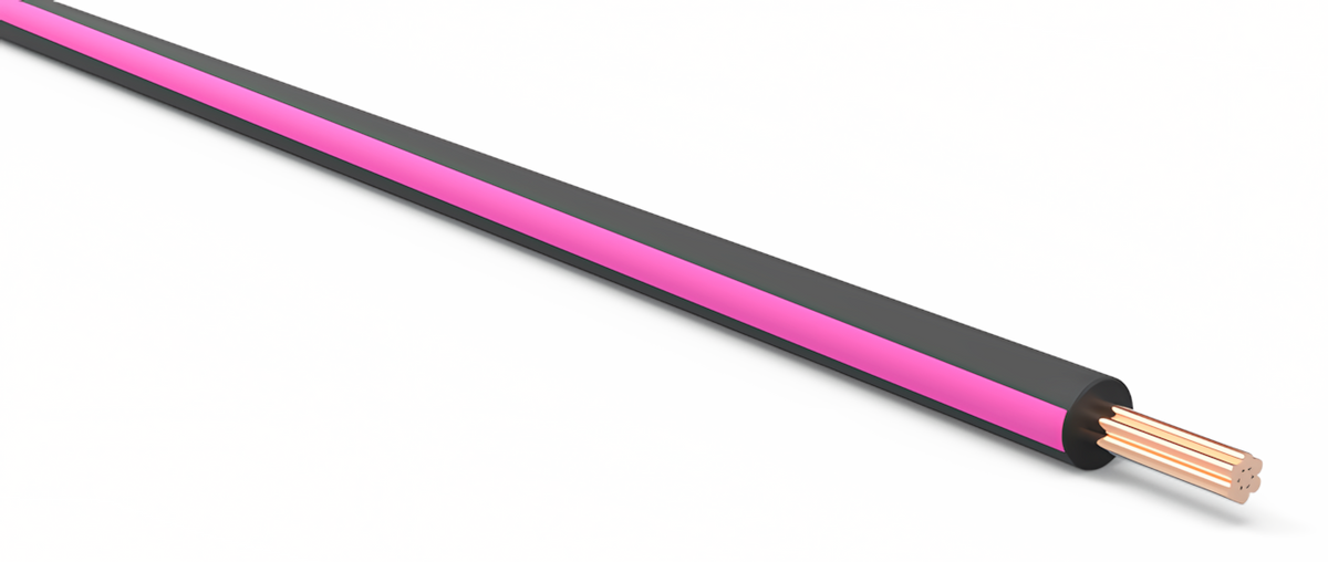 20ga Automotive TXL Wire - BLACK w/ PINK Stripe