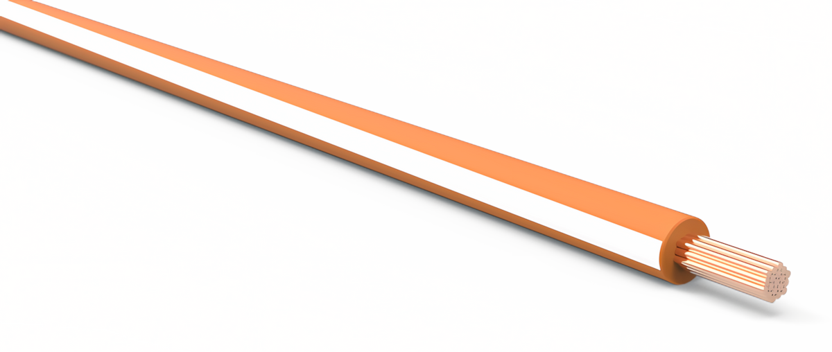 18ga Automotive TXL Wire - ORANGE w/ WHITE Stripe