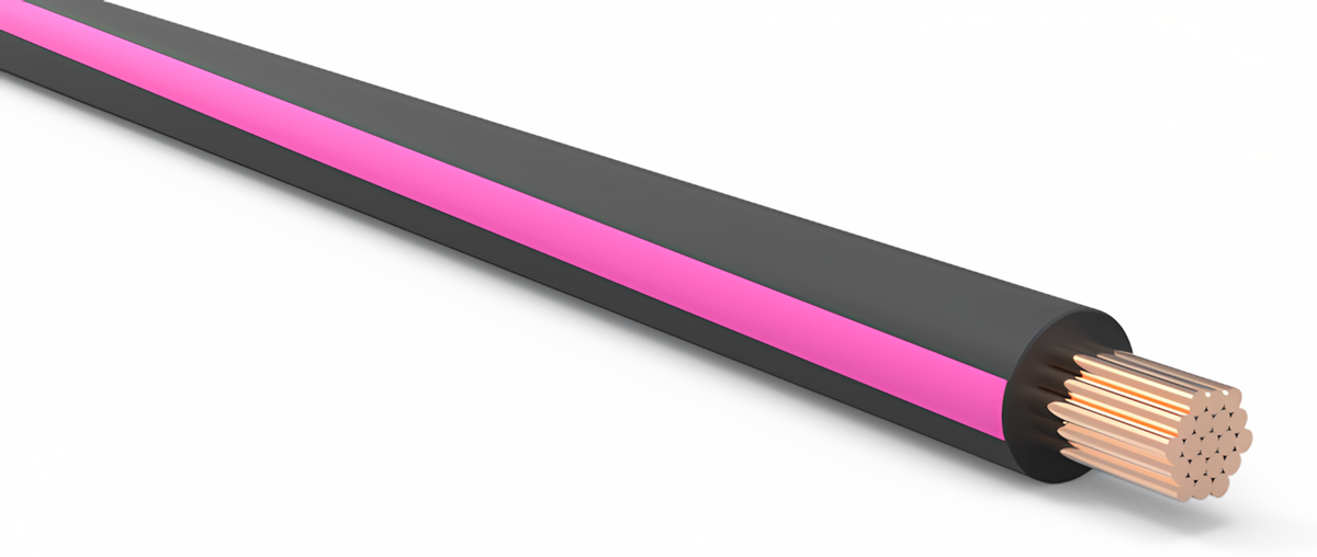 12ga Automotive TXL Wire -  BLACK w/ PINK Stripe