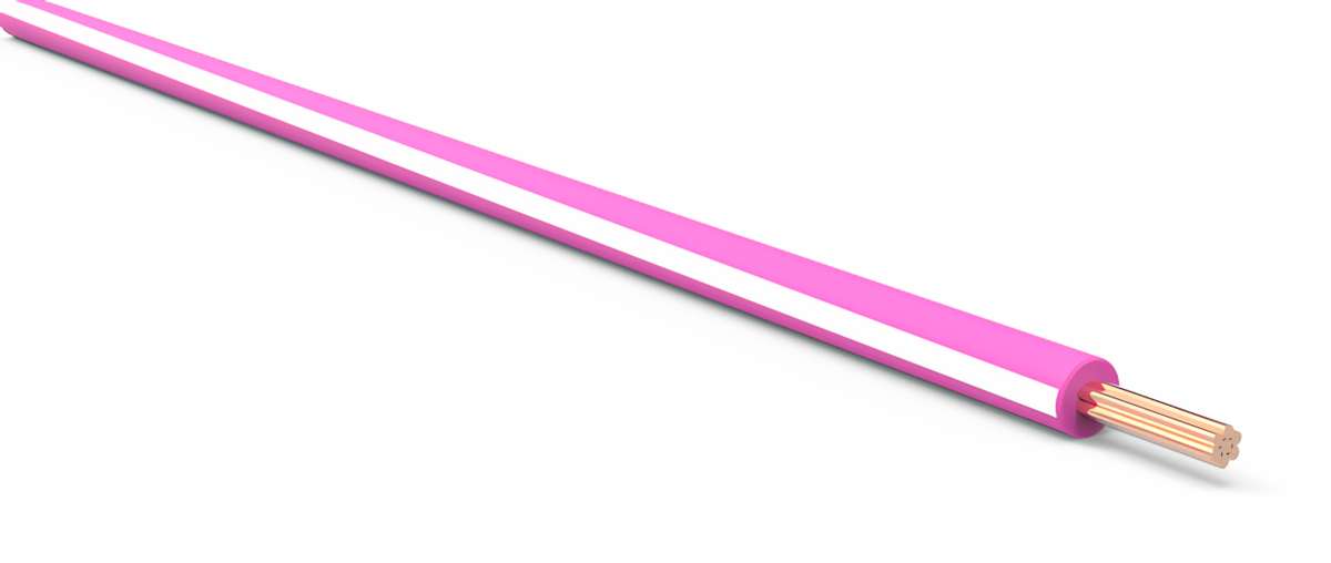 22ga Automotive TXL Wire - PINK w/ WHITE Stripe