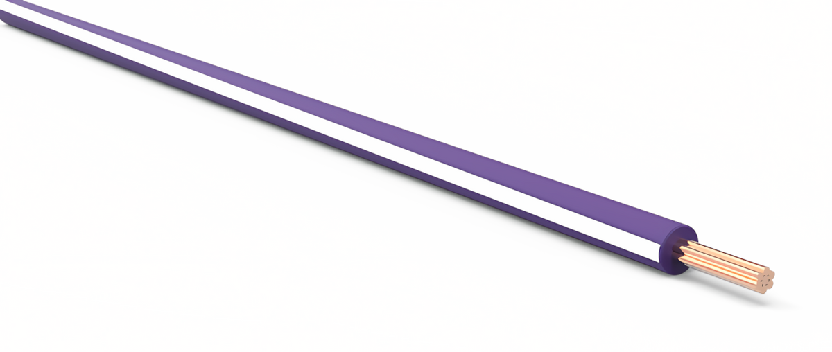 22ga Automotive TXL Wire - PURPLE w/ WHITE Stripe