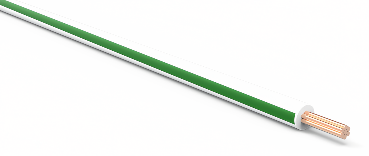 20ga Automotive TXL Wire - WHITE w/ GREEN Stripe