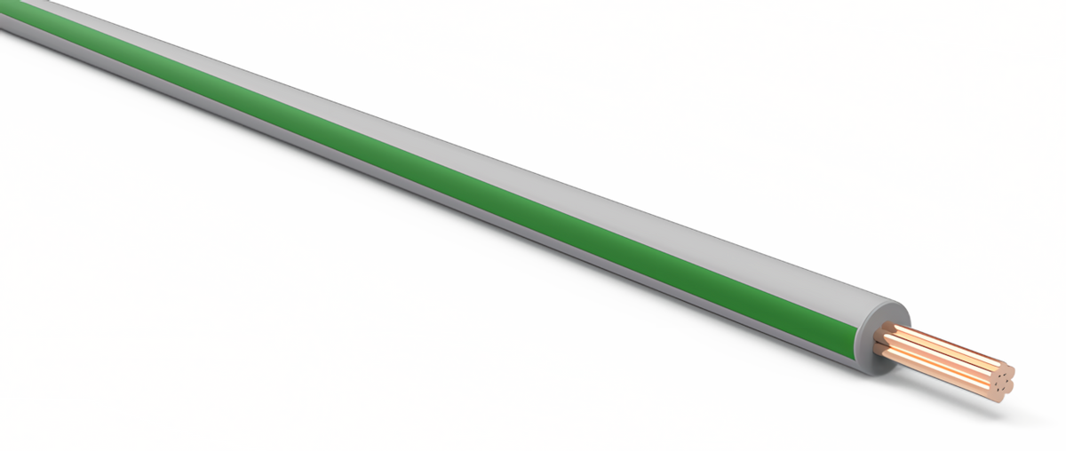 20ga Automotive TXL Wire - GRAY w/ GREEN Stripe