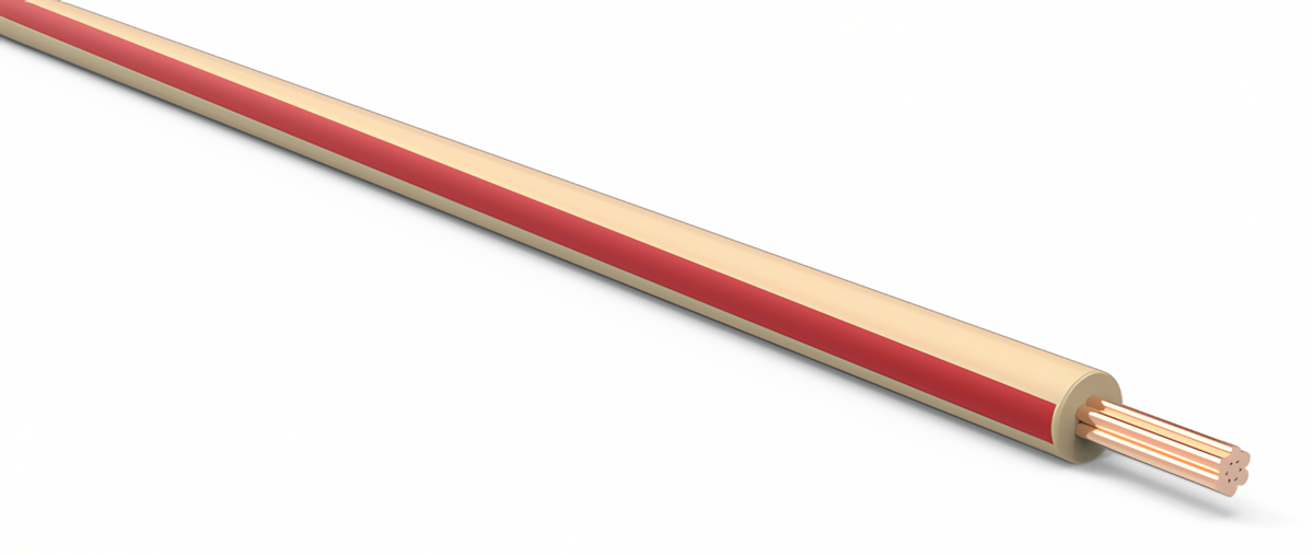 20ga Automotive TXL Wire - TAN w/ RED Stripe