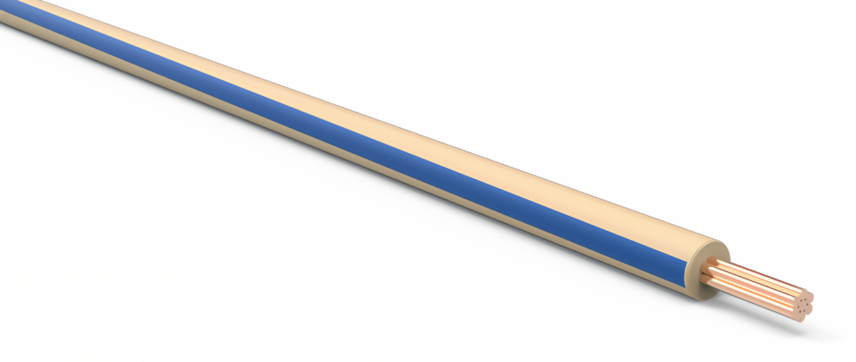 20ga Automotive TXL Wire - TAN w/ BLUE Stripe
