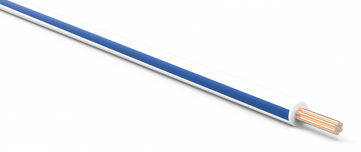 20ga Automotive TXL Wire - WHITE w/ BLUE Stripe