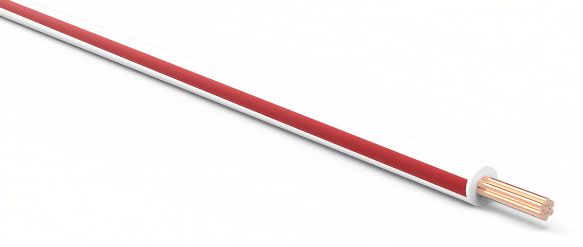 20ga Automotive TXL Wire - WHITE w/ RED Stripe
