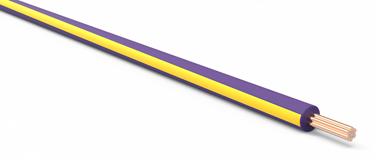20ga Automotive TXL Wire - PURPLE w/ YELLOW Stripe
