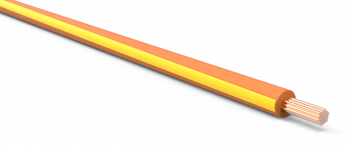 18ga Automotive TXL Wire - ORANGE w/ YELLOW Stripe