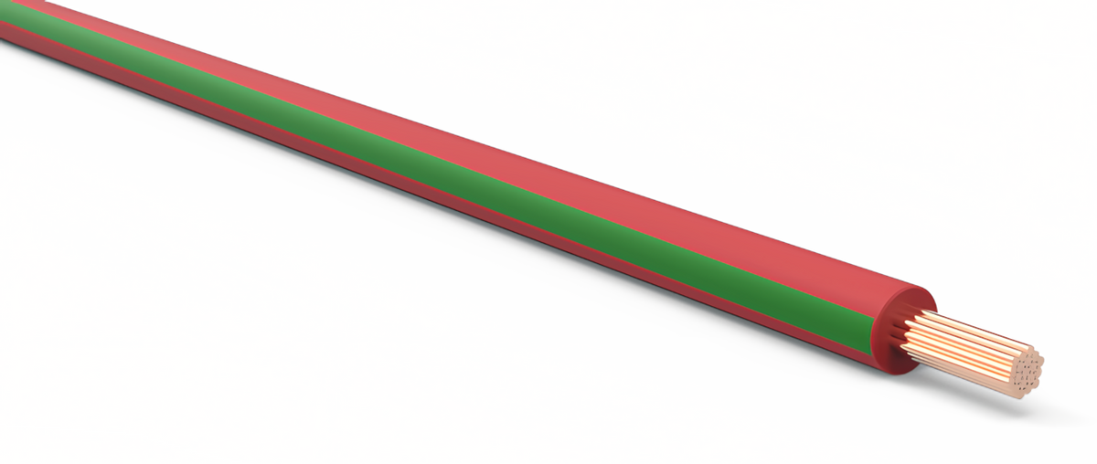18ga Automotive TXL Wire - RED w/ GREEN Stripe