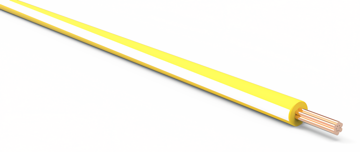 20ga Automotive TXL Wire - YELLOW w/ WHITE Stripe