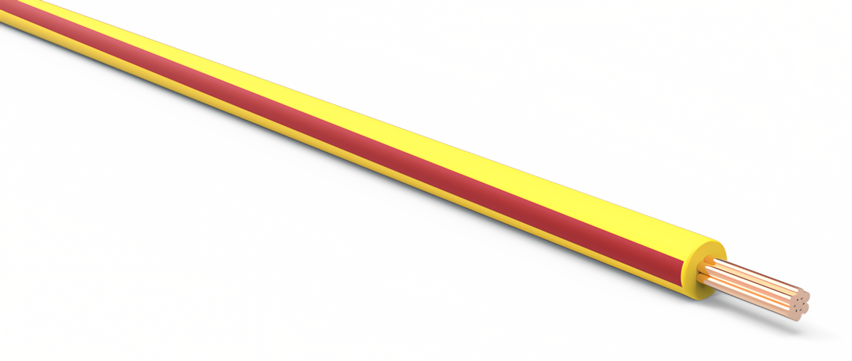 20ga Automotive TXL Wire - YELLOW w/ RED Stripe