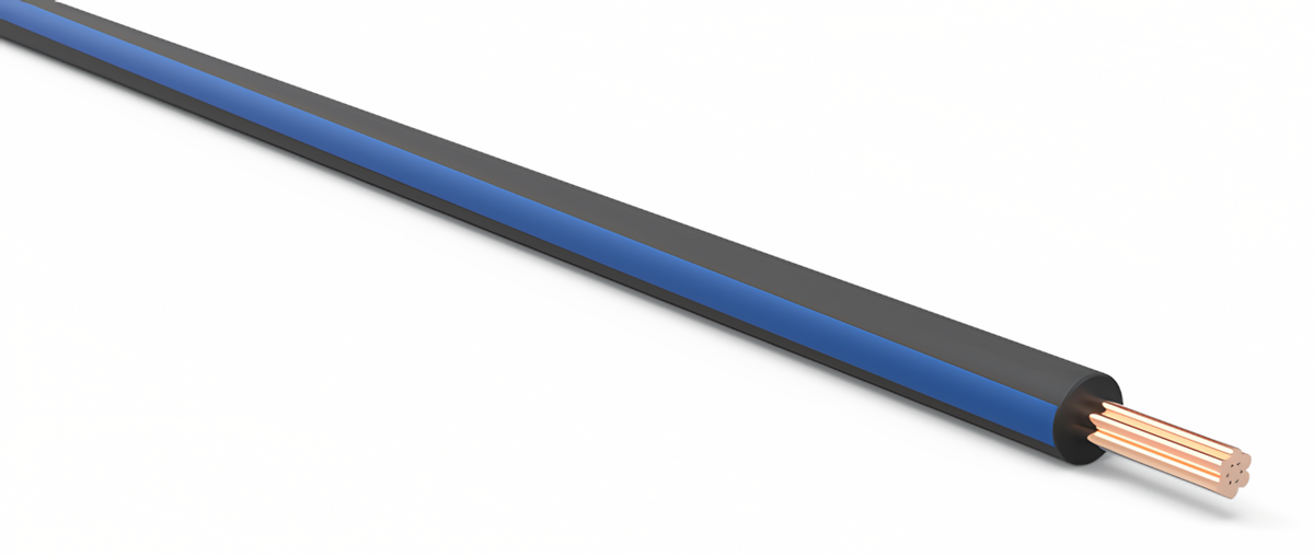 20ga Automotive TXL Wire - BLACK w/ BLUE Stripe