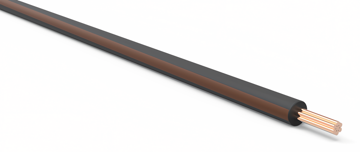 20ga Automotive TXL Wire - BLACK w/ BROWN Stripe