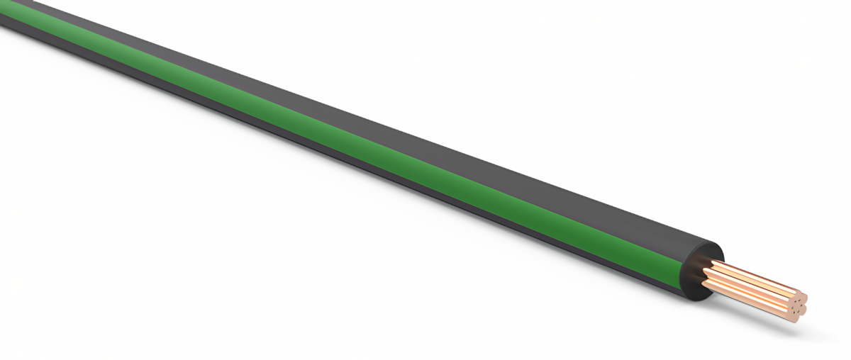 20ga Automotive TXL Wire - BLACK w/ GREEN Stripe