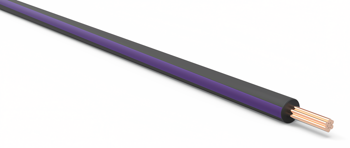 20ga Automotive TXL Wire - BLACK w/ PURPLE Stripe